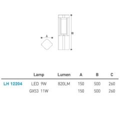 Led Bahçe Armatürü - Bollard 50Cm Lh-12204
