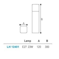 Bahçe Armatürü - Bollard 30Cm Lh-12401