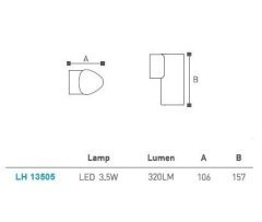 Led Tek Yönlü Bahçe - Duvar Aplik Lh-13505