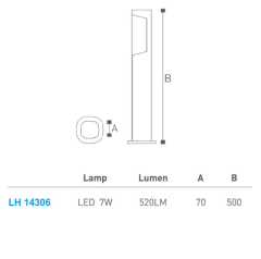 Led Bahçe Armatürü - Bollard 50Cm Lh-14306