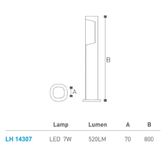 Led Bahçe Armatürü - Bollard 80Cm Lh-14307