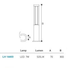 Led Bahçe Armatürü - Bollard 80Cm Lh-14403