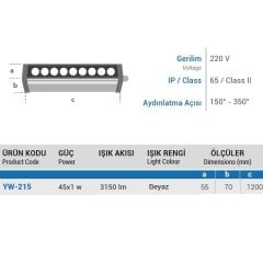 Ycl 45X1 120Cm Wallwasher Beyaz