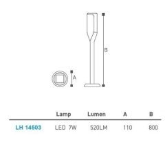 Led Bahçe Armatürü - Bollard 80Cm Lh-14503