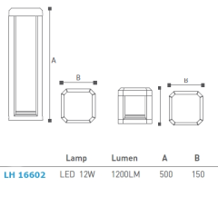 Led Bahçe Armatürü - Bollard 50Cm Lh-16602
