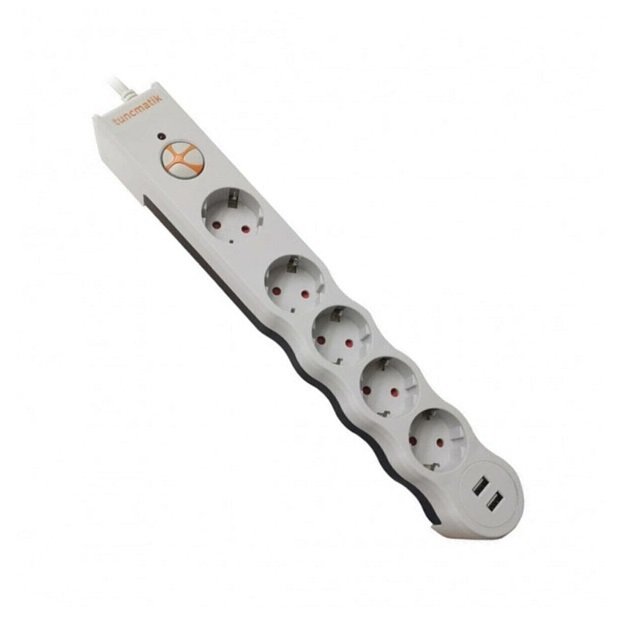 Tunçmatik Tsk5015 Beşli Enerji Koruma Prizi + 2 Usb - Beyaz