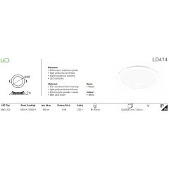 Jupıter Ld474 Yuvarlak Panel Led 15W 900Lm 180Mm Çap