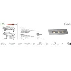 Jupıter Lg925 S Ledli Yere Gömme Wallwasher Armatür 3X2W