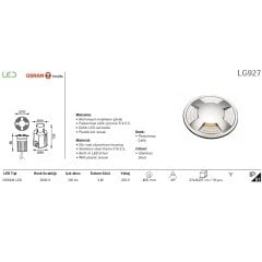 Jupıter Lg927 S Gömme Led Bahçe Arm. (3000K) 2W 100Lm
