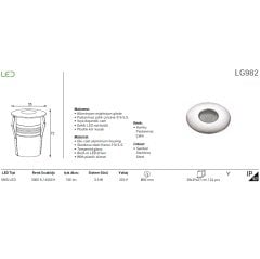Jupıter Lg982 S  Led''Lı Yer Armatürü 3,6W (3000K)