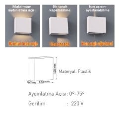 Ack 4W Led Duvar Apliği Siyah Gövde 3000K Sarı Işık
