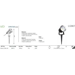 Jupıter Lg987 S  Led''Li Çim Armatürü 7W (3000K)