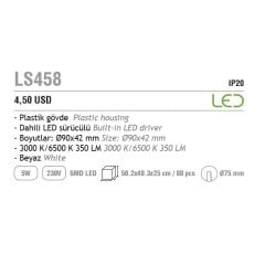 Jupıter Ls458 Yuvarlak Hareketli Led Spot 5W