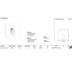 Jupıter Lw388 B Merdiven Kare Led Spot Trafolu 2W (3000K)