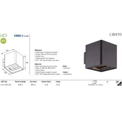 Jupıter Lw470  Led''Li Duvar Arm. 2X7W (3000K) 30-130° Ayarlanabilir