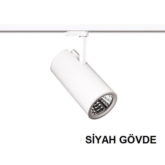 Lamptıme 30W Siyah Gövde Trıfaze Ray Spot 4000K Ilık Beyaz