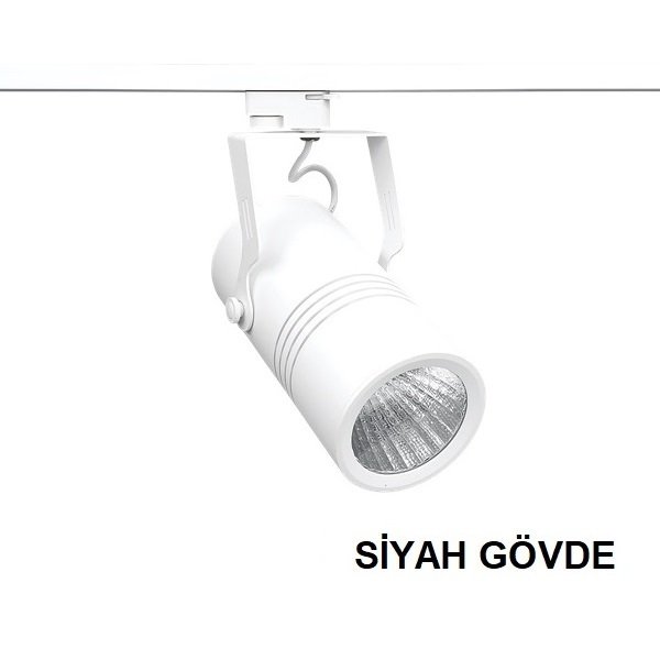Lamptıme 10W Siyah Gövde Trıfaze Ray Spot 6500K Beyaz Işık