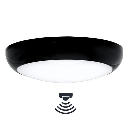 Lamptıme 18W Ip65 Siyah Gövde Led Sensörlü+Acil Durum Fonk. Tavan Armatürü 3000K Sarı Işık