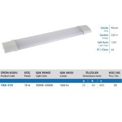 Ycl 18W Yatay Bant Armatür 60Cm Günışığı Ip65