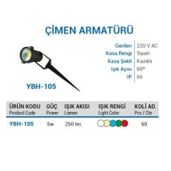 Ycl 5W.Cob Led Çimen Armatürü Mavi