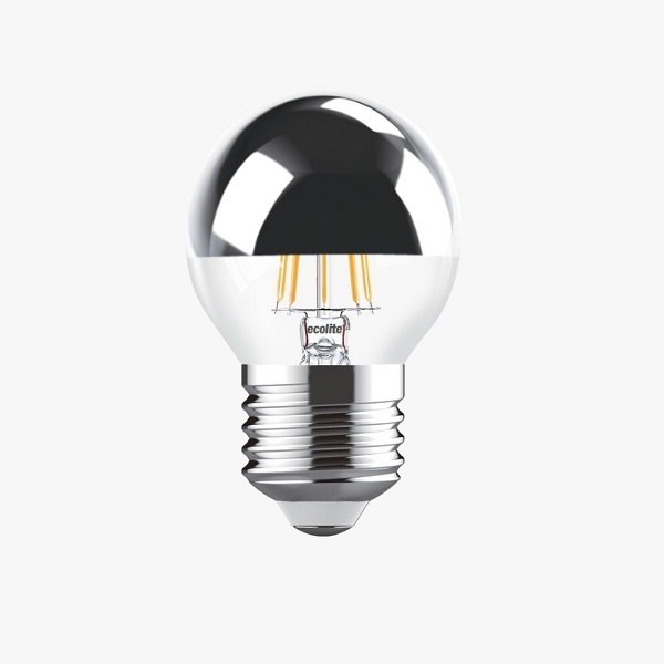 Ecolıte Led Crown Sılver G45 Top Ampul (Aynalı Endirekt Gümüş) 4W E27 370 Lümen 15.000 Saat 2700K Sarı Işık