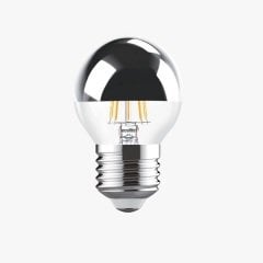 Ecolıte Led Crown Sılver G45 Top Ampul (Aynalı Endirekt Gümüş) 4W E27 370 Lümen 15.000 Saat 2700K Sarı Işık