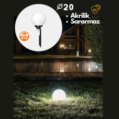 Opal 20cm Akrilik Gloplu Kazıklı Çim Lambası IP44 E27