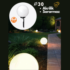 Opal 30cm Akrilik Gloplu Kazıklı Çim Lambası IP44 E27