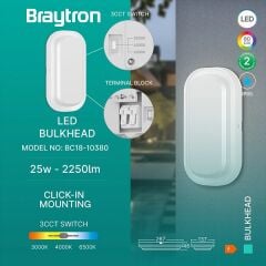 Braytron Bulkhead 18W 3CCT Beyaz IP65 Nemliyer Armatür