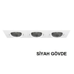 Lamptıme 743414 Sıva Altı Cob Downlıght 3X30W Üçlü Kare Siyah Gövde 4000K Ilık Beyaz
