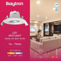 Braytron Spotled G3-7W-3CCT-Beyaz-IP54-Led Downlıght