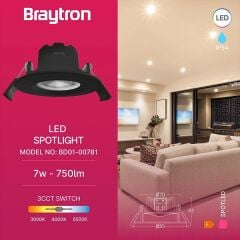 Braytron Spotled G3-7W-3CCT-Siyah-IP54-Led Downlıght