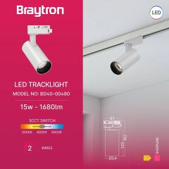 Braytron Shopline - Monofaze 15W 3CCT Beyaz Monofaze Ray Spot