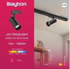 Braytron Shopline - Monofaze 15W 3CCT Siyah  Monofaze Ray Spot
