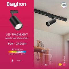 Braytron Shopline - Monofaze 30W 3CCT Siyah Monofaze Ray Spot