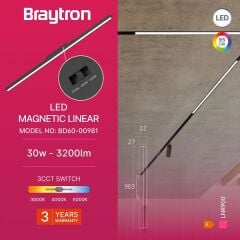 Braytron LNR900 Magnet Linear Armatür 90CM 36W 48VDC 3CCT