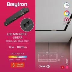 Braytron DALI- LNS220 Magnet Wallwasher Sabit 22CM 12W 48V 3CCT(DALI)