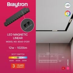 Braytron LNS220 Magnet Wallwasher Sabit 22CM 12W 48V 3CCT