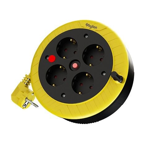 Bylion Makaralı Uzatma Kablosu 5 m 3X1,0 mm TTR Sarı Kablo (Usb/C)