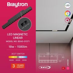 Braytron DALI-LNS330 Magnet Wallwasher Sabit 33CM 18W 48V 3CCT(DALI)