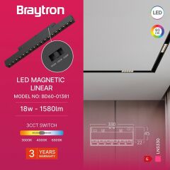 Braytron LNS330 Magnet Wallwasher Sabit 33CM 18W 48V 3CCT
