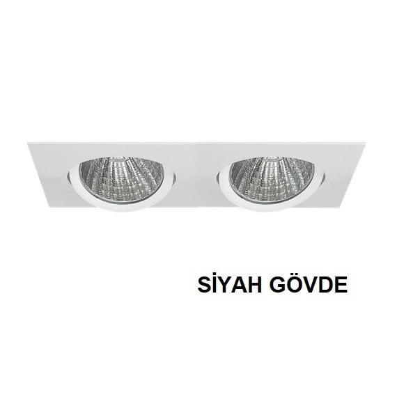 Lamptıme Sıva Altı Cob Downlıght 2X15W İkili Kare Siyah Gövde 6500K Beyaz Işık