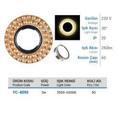 Ycl 3W Smd Ledli Cam Spot Beyaz