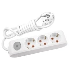 Viko Multi-Let Üçlü Priz Anahtarlı Topraklı Kablolu Çocuk Korumalı - 5 Metre - Beyaz