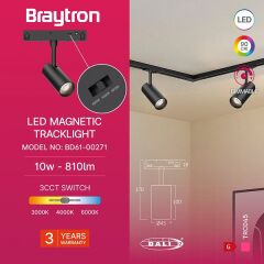 Braytron DALI-TRC045 Magnet Ray Spot 10W 48VDC 3CCT (DALI)