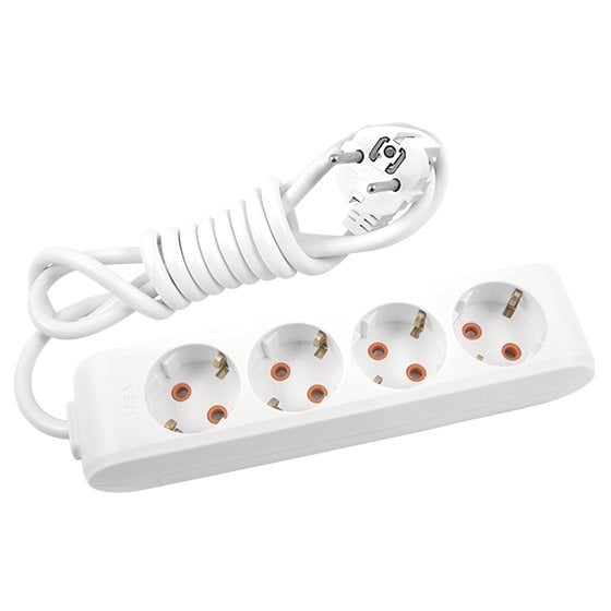 Viko Multi-Let Dörtlü Priz Topraklı Kablolu Çocuk Korumalı - 1 Metre - Beyaz
