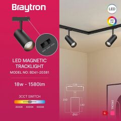 Braytron TRC060 Ultra Slim Led Magnet Ray Spot 18W 48VDC 3CCT