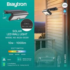 Braytron Solaris 10W 3CCT Solar-Sensörlü Duvar Armatür