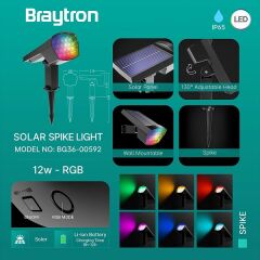Braytron Spike 12w Rgb Solar Led Kazıklı Armatür